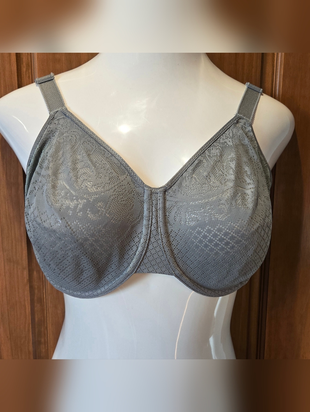 Wacoal Grayish Blue Lace-Overlay Full Coverage Minimizer Bra